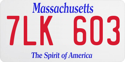 MA license plate 7LK603