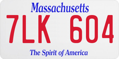MA license plate 7LK604