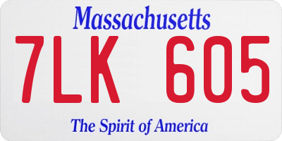 MA license plate 7LK605