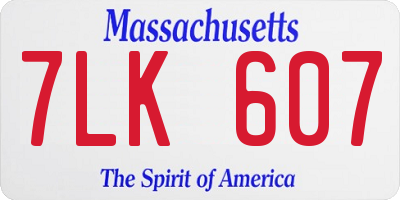 MA license plate 7LK607