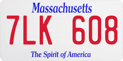 MA license plate 7LK608