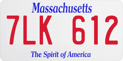 MA license plate 7LK612