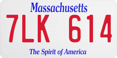 MA license plate 7LK614