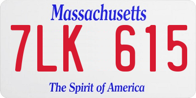 MA license plate 7LK615