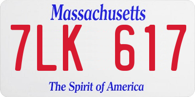 MA license plate 7LK617