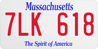 MA license plate 7LK618