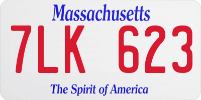 MA license plate 7LK623