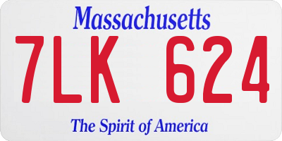MA license plate 7LK624