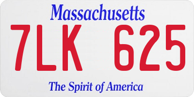 MA license plate 7LK625
