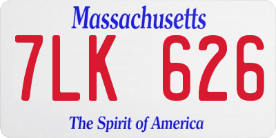 MA license plate 7LK626