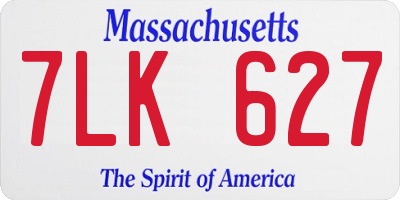 MA license plate 7LK627