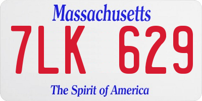 MA license plate 7LK629