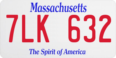 MA license plate 7LK632