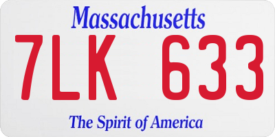 MA license plate 7LK633