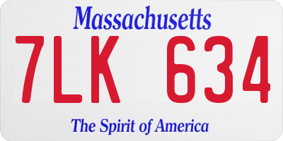 MA license plate 7LK634