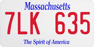 MA license plate 7LK635