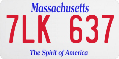 MA license plate 7LK637