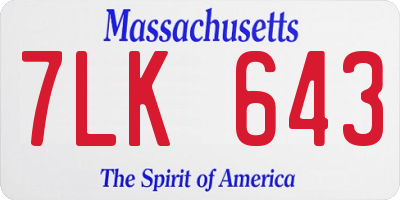 MA license plate 7LK643