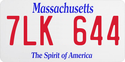 MA license plate 7LK644