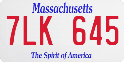 MA license plate 7LK645