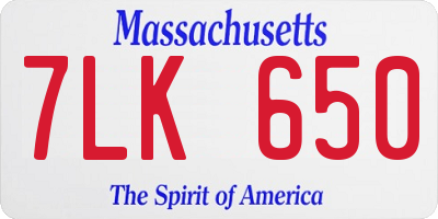 MA license plate 7LK650