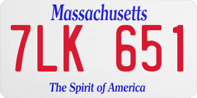 MA license plate 7LK651