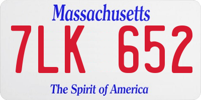 MA license plate 7LK652
