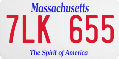 MA license plate 7LK655