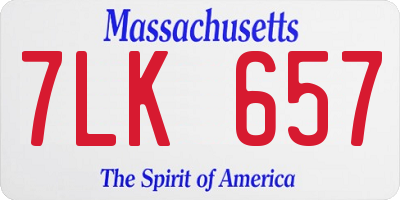 MA license plate 7LK657