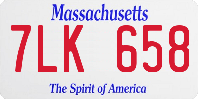 MA license plate 7LK658