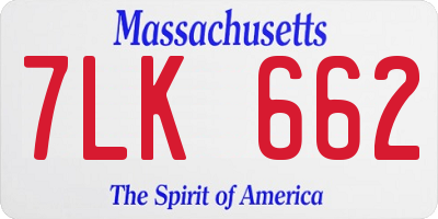 MA license plate 7LK662