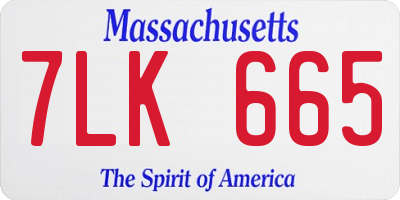 MA license plate 7LK665