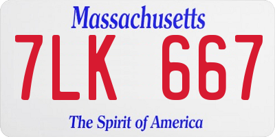 MA license plate 7LK667
