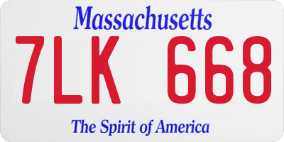 MA license plate 7LK668