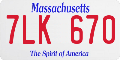 MA license plate 7LK670