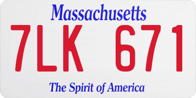 MA license plate 7LK671