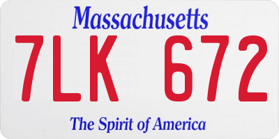 MA license plate 7LK672