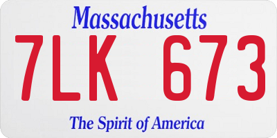 MA license plate 7LK673