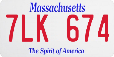 MA license plate 7LK674