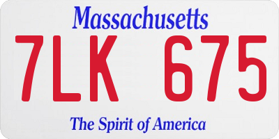MA license plate 7LK675