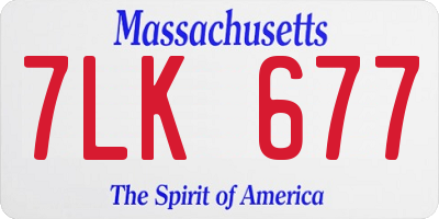 MA license plate 7LK677