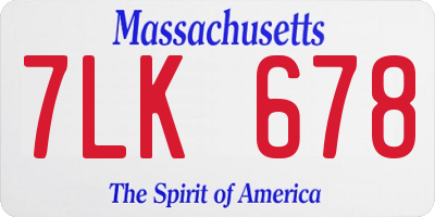 MA license plate 7LK678