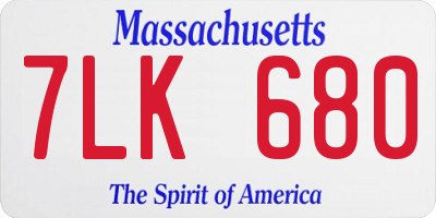 MA license plate 7LK680