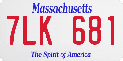 MA license plate 7LK681
