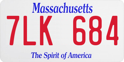 MA license plate 7LK684