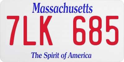 MA license plate 7LK685