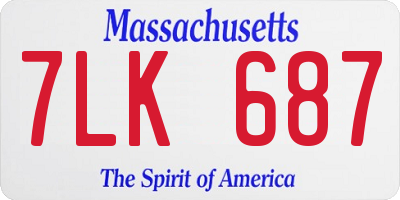MA license plate 7LK687