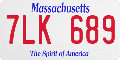 MA license plate 7LK689