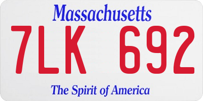 MA license plate 7LK692