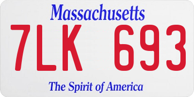 MA license plate 7LK693